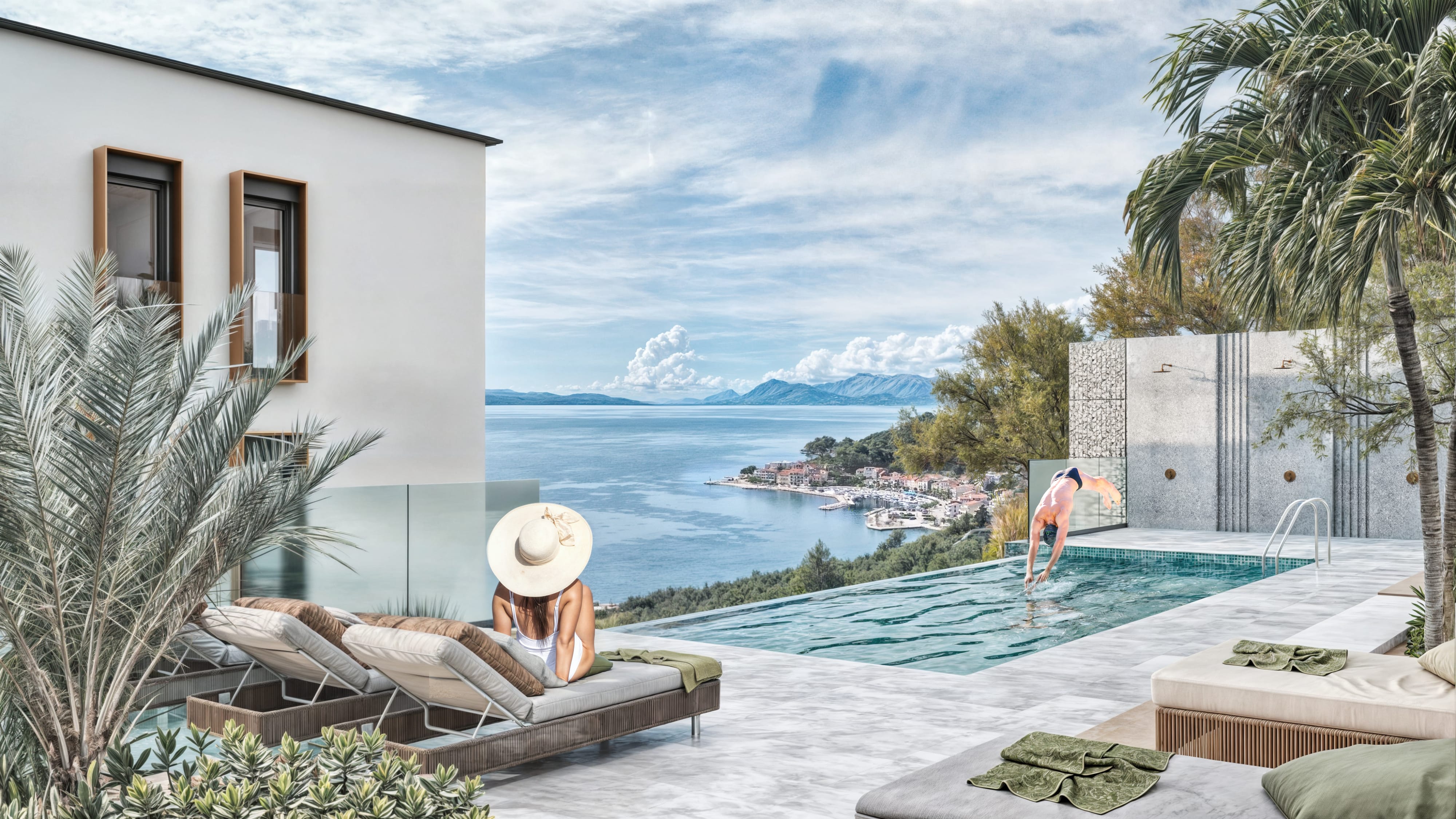 3D rendering objekta u novogradnji noc