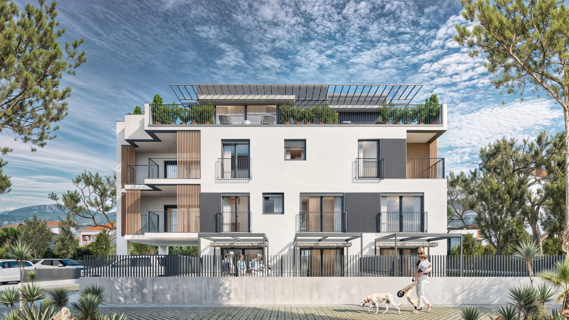 3D rendering objekta u novogradnji noc